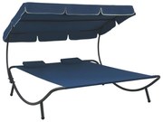 vidaXL Loungebed met luifel en kussens blauw