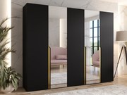 Kledingkast Hartford 587, Gouden, Zwart, 202x250x52cm, 173 kg, Kledingkast deuren: Met scharnieren