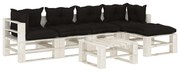 vidaXL 6-delige Loungeset met zwarte kussens pallet hout