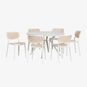 Valerie Ronde Aluminium Tafelset (ø125 Cm) En 6 Omara Tuinstoelen Gardenia Wit - Sklum