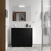 Muebles Resh badmeubel 100cm met 3 lades en wastafel zwart mat