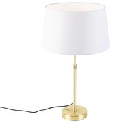 Tafellamp goud/messing met linnen kap wit 35 cm - Parte Modern E27 cilinder / rond rond Binnenverlichting Lamp