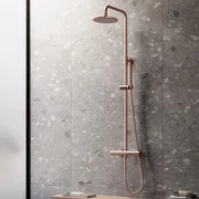 Saniclear Copper complete opbouw 20cm regendouche met thermostaatkraan geborsteld koper