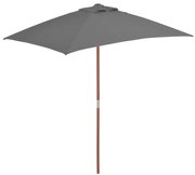 vidaXL Parasol met houten paal 150x200 cm antraciet