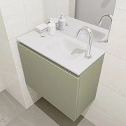 Mondiaz Olan 60cm toiletmeubel army met wastafel talc rechts 1 kraangat