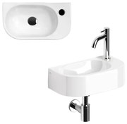 Clou InBe Fonteinset - 41x22.5x11cm - ovaal - met kraan - met waste - met sifon - wit keramiek - chroom IB/03.03094