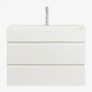 Ona Zwevend Badkamermeubelset Van Hout En Essenfineer Met Geïntegreerde Wastafel Wit & Spiegelloze & Geborsteld Grijs ↑20 Cm - Sklum
