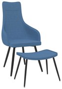 vidaXL Fauteuil met voetenbank stof blauw