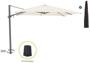 Parasol Shadowline Austin | Inclusief hoes | Vierkant | 300x300cm | Met draaihendel | Wit | Kees Smit Tuinmeubelen