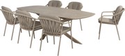 Manitoba Prado dining tuinset 240x105xH75 cm 7 delig latte met keramisch deens ovaal blad Taste 4SO