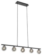 Eettafel / Eetkamer Moderne hanglamp zwart 100 cm 5-lichts met smoke glas - Athens Landelijk G9 Binnenverlichting Lamp