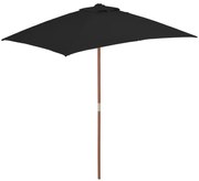 vidaXL Parasol met houten paal 150x200 cm zwart