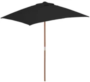 vidaXL Parasol met houten paal 150x200 cm zwart