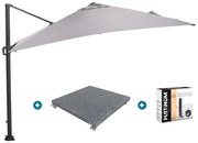 GI Hawaii zweefparasol 300 x 300 cm. - Zand - met voet en hoes