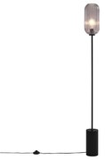 Art Deco vloerlamp zwart met smoke glas - Rid