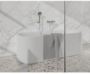 Fortifura Calvi Thermostatische badkraan met ronde handdouche, handdouchehouder en gladde doucheslang chroom SW496814/SW720564/SW720223/SW706209