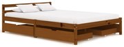 vidaXL Bedframe met 4 lades massief grenenhout honingbruin 140x200 cm