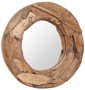 vidaXL Decoratieve spiegel rond 60 cm teakhout