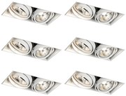 Set van 6 inbouwspots wit GU10 50mm 2-lichts trimless - Oneon Modern GU10 Binnenverlichting Lamp