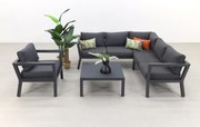 Calgary aluminium loungeset + loungestoel - Carbon