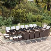 vidaXL 19-delige Tuinset met kussens poly rattan bruin