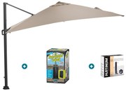 GI Hawaii zweefparasol 300 x 300 cm. - Taupe - met ingraafvoet en hoes