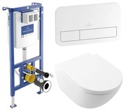 Villeroy & Boch Subway 3.0 Toiletset - zonder spoelrand - diepspoel - inbouwreservoir - twistflush - bedieningsplaat wit glans - zitting softclose & quickrelease - ceramic+ stone white 92242700 / 92249068 / 4670T0RW