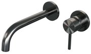 Brauer Gunmetal Edition Wastafelmengkraan inbouw - gebogen uitloop links - hendel lang smal - model A 1 - PVD - geborsteld gunmetal 5-GM-004