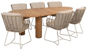 Corsica Fabrice pebble dining tuinset 7 delig 240x130xH75 cm teak latte 4 Seasons Outdoor