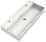 Brauer Gravity enkele wastafel mineraalmarmer 100cm met 2 kraangaten wit glans