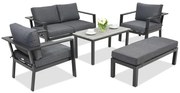 Aluminium tuinmeubelen Sydney Coffee 4 met bank Garden Point antraciet