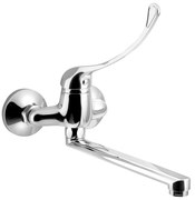 Aqualine 35 wastafelkraan met medische hendel en rechte uitloop 22cm hartafstand 10cm chroom