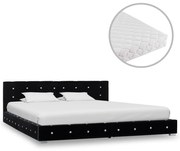 vidaXL Bed met matras fluweel zwart 160x200 cm