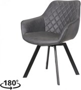 Eetkamerstoel - Ringo - Draaibaar - Lederlook antraciet