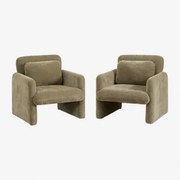 Set Van 2 Jeison Chenille Fauteuils Chenille Sage Green - Sklum