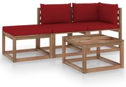 vidaXL 4-delige Loungeset pallet met kussens geïmpregneerd grenenhout