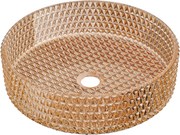 Mexen Aura glazen opzetwastafel 39 x 39 cm, roze goud - 24013968