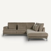 Rechtse hoekbank met leuning in stonewashed fluweel Marsile