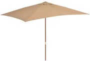 vidaXL Parasol met houten paal 200x300 cm taupe