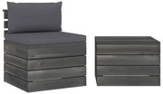 vidaXL 2-delige Loungeset met kussens pallet massief grenenhout