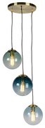 Smart hanglamp met dimmer messing incl. 3 WiFi ST64 met blauw glas - Pallon Art Deco E27 bol / globe / rond Binnenverlichting Lamp