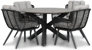 Tuinset Ronde Tuintafel 4 personen 125 cm Wicker/Aluminium/Aluminium/wicker Zwart  Coco Azzano/Ancona