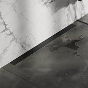 Brauer Douchegoot - 100x7.5cm - muurflens - tegelinlegrooster omkeerbaar - RVS - mat zwart DR-MRFW100S