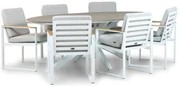 Tuinset 6 personen 220 cm Aluminium/Aluminium/polywood Wit Santika Furniture Soray
