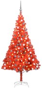 vidaXL Kunstkerstboom met LED's en kerstballen 180 cm PVC rood