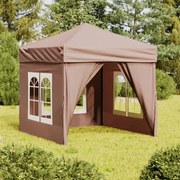 vidaXL Partytent inklapbaar met zijwanden 2x2 m taupe