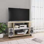 vidaXL Tv-meubel met wieltjes 80x40x40 cm spaanplaat wit en sonoma