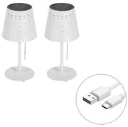 Set van 2 tafellampen wit incl. LED 3-staps dimbaar oplaadbaar en solar - Ferre