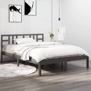 vidaXL Bedframe massief hout grijs 135x190 cm 4FT6 Double