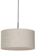 Stoffen Eettafel / Eetkamer Landelijke hanglamp zwart met beige kap 50 cm - Combi 1 Modern E27 rond Binnenverlichting Lamp